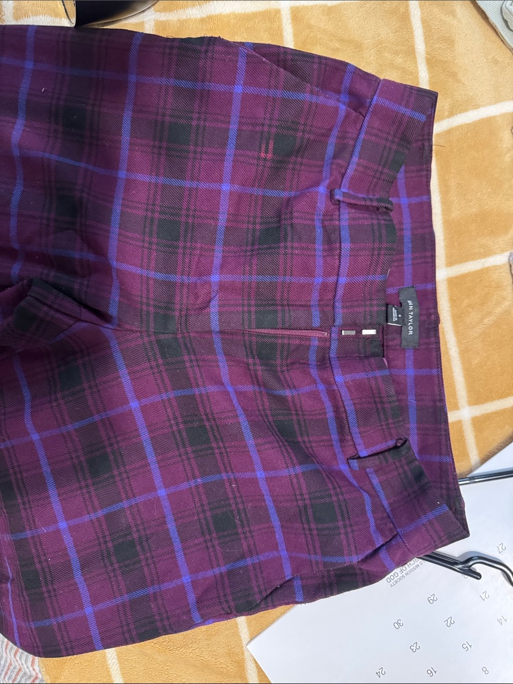 Ann Taylor Purple and Black Plaid womens pants